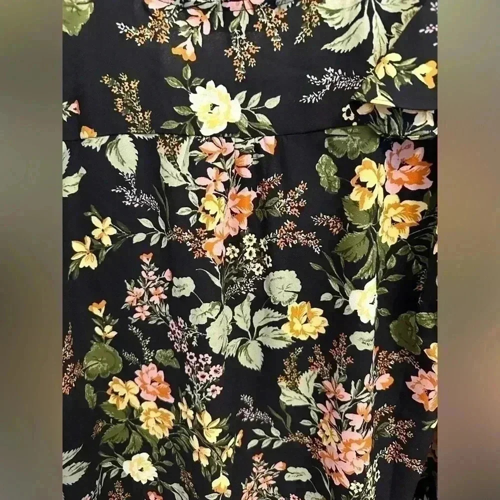 Sugarlips Night Bloom Wilhem Ruffle Blouse - Black Multi - Picture 8 of 10